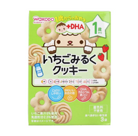 Wakodo Baby DHA Plus Cookies Strawberry milk Flavour from 12 Months  (10g×3 packs) 1歳からのおやつ+DHA いちごみるくクッキー