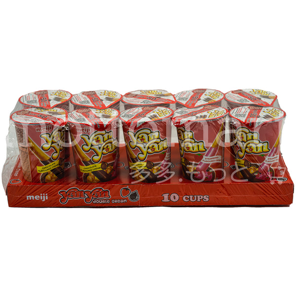 Meiji Yan Yan Double Cream Snack 10 cups ( Chocolate and Strawberry)