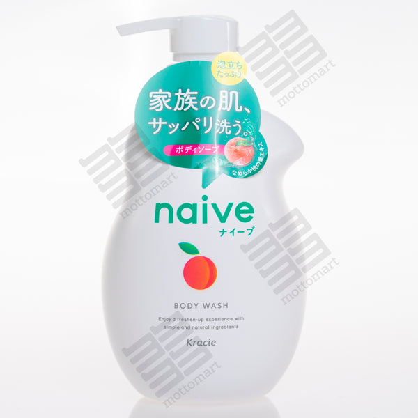 KRACIE Naive Body Wash - Peach Essence (530ml) ナイーブ ボディソープ （桃の葉エキス配合）