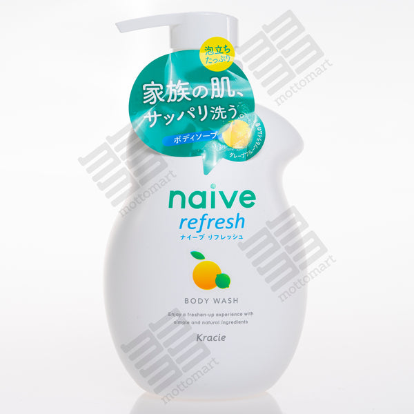KRACIE Naive Refresh Body Wash - Sea Mud Grapefruit (530ml) ナイーブ ボディソープ （海泥配合）