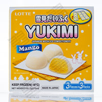 LOTTE YUKIMI Japanese Mochi Ice Confectionery - Mango 3 Pieces x 3 Packs (270ml)