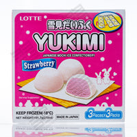LOTTE YUKIMI Japanese Mochi Ice Confectionery - Strawberry 3 Pieces x 3 Packs (270ml)